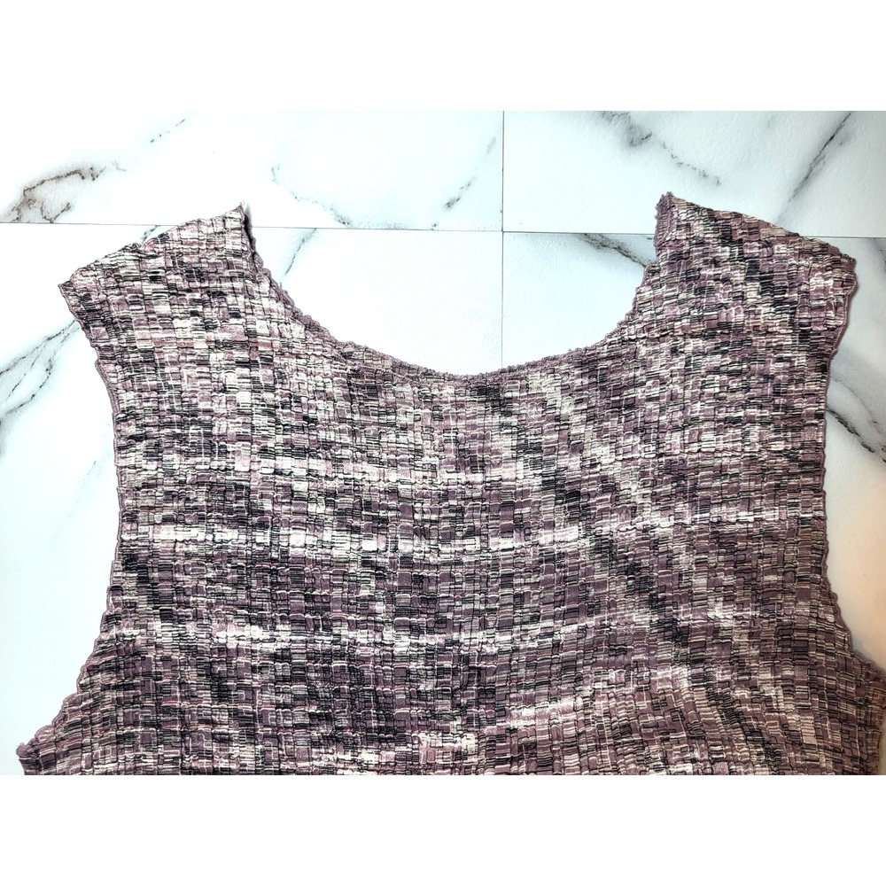 Petite Sophisticate Lavender/Black Geometric Popcorn Stretch Tank Top Medium Y2K - Picture 3 of 8